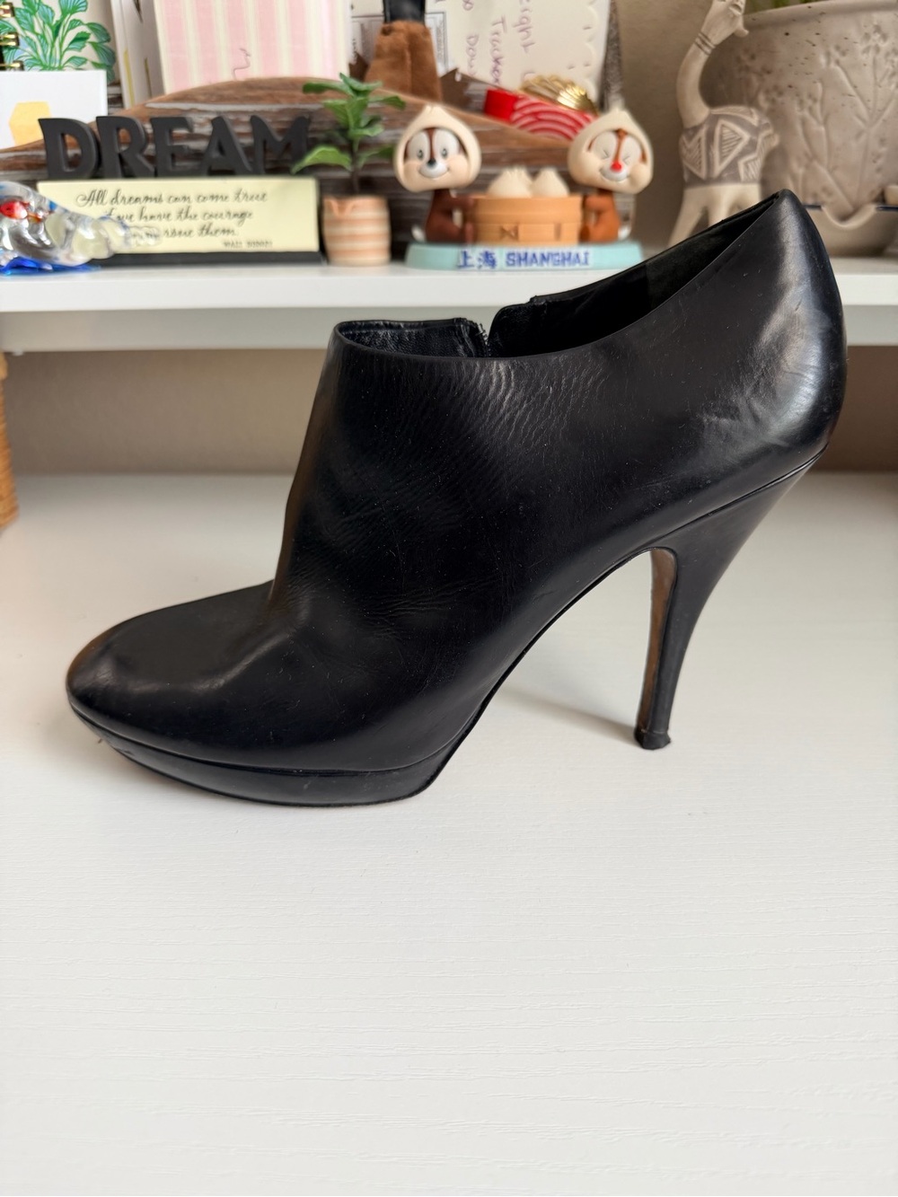 Via Spiga Leather High Heel Black Bootie
